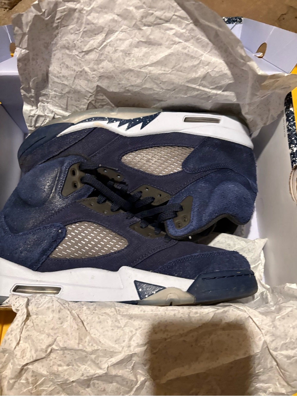 Jordan Men's Navy and White Suede High-Top Sneakers